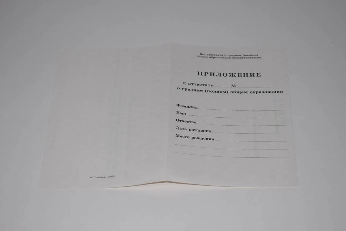 Приложение к аттестату образца с 1994 по 2007 год включительно Кемеровской школы